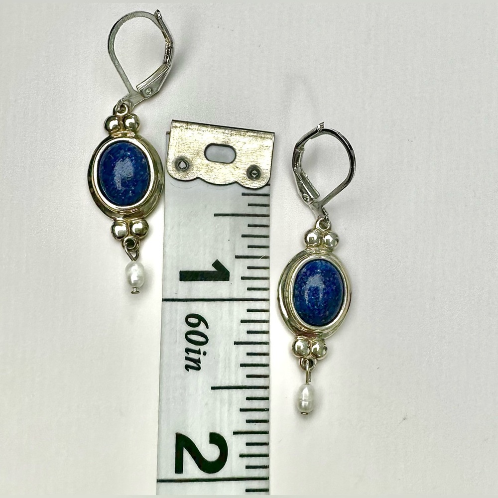 💙Vintage Lapis Sterling Silver Drop Earrings - Picture 8 of 8